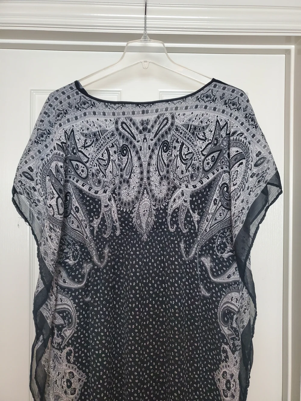 Speed Control Black White Paisley Kaftan Dress 3XL Plus Size V Neck Boho Maxi
